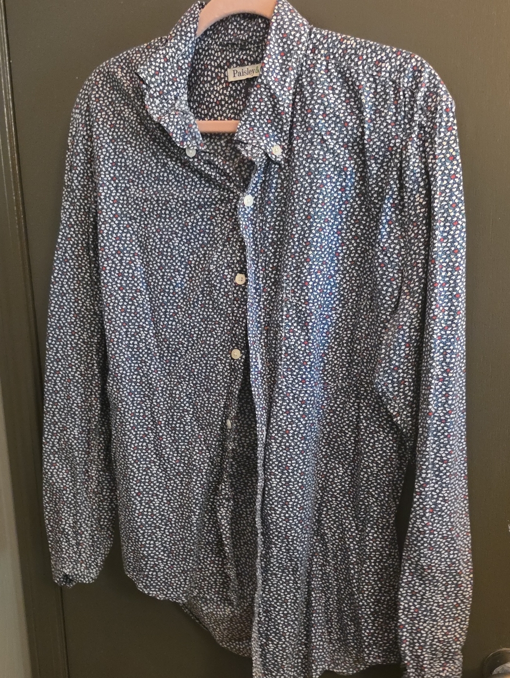 Paisley & Gray Navy Button-Down Shirt with Small Floral Print